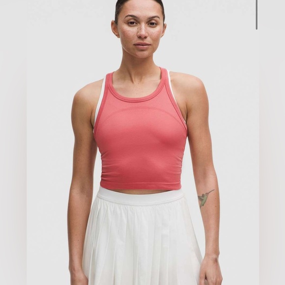 lululemon athletica Tops - Lululemon Swiftly Tech Cropped desert red Racerback Tank Top 2.0